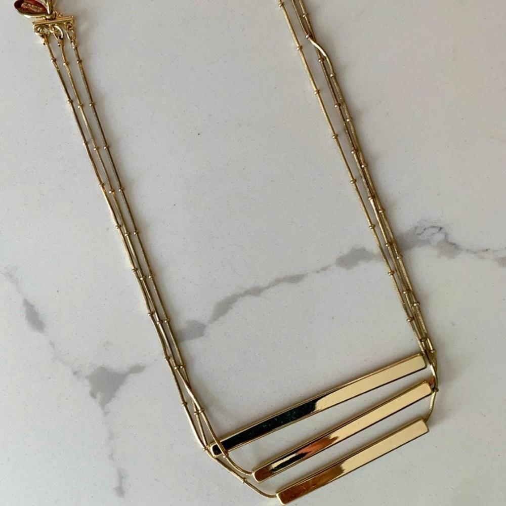 Chicos Gold Tone Short Bar Necklace